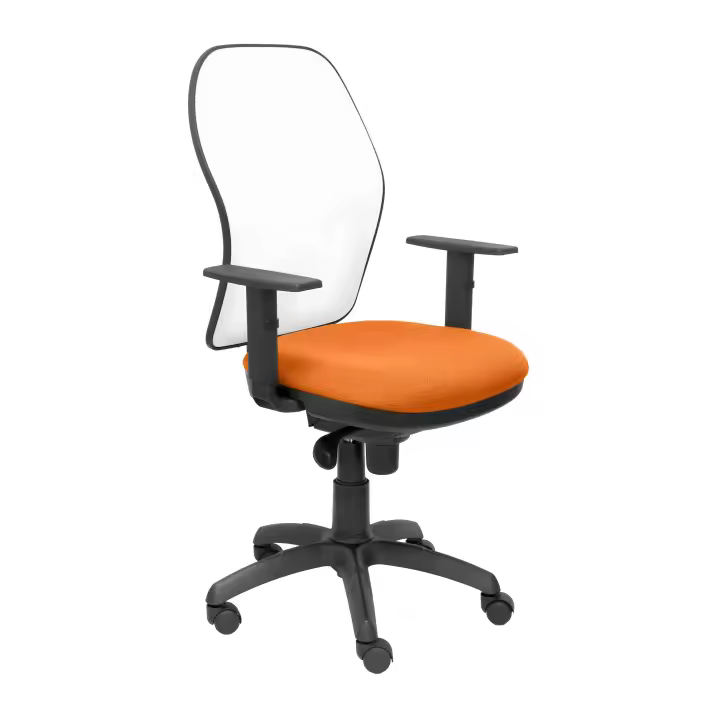Piqueras Y Crespo Silla de Oficina Ergonómica Blanca con Asiento Naranja Bali - 1