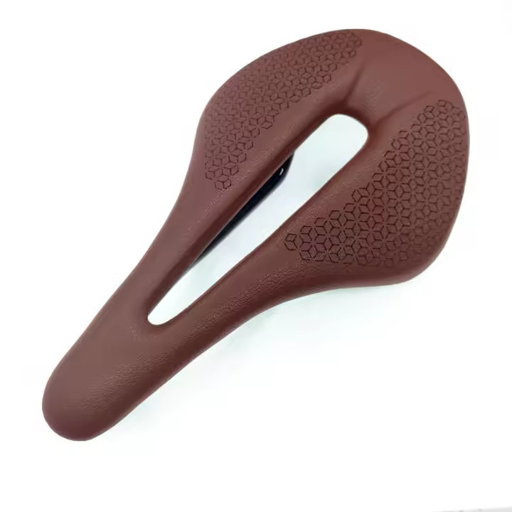 Sillín De Bicicleta De Carbono Completo Y Cuero Fibra Para Montañas Y Carretera Asiento Almohadilla Con Manillar Tela Bicicleta Marrón Piezas - 1