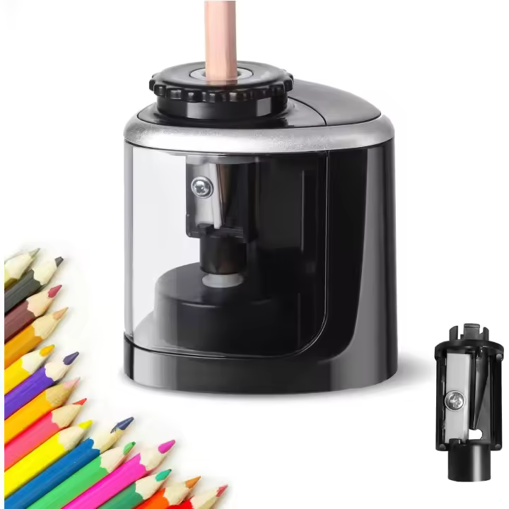 Sacapuntas eléctricos, sacapuntas con contenedor, con pilas, hoja intercambiable, oficina, escuela - 1