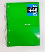 Enri，cuaderno notebook, libreta escolar A4 ，5 Franjas de Colores, A4 210 x 297 mm, 160 Hojas Cuadriculadas 5 mm, Papel 70 g/m², 4 Taladros, Cubierta de Cartón Compacto, disponible 4 colores - details 3