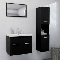 vidaXL Juego de muebles de baño madera de ingeniería en color Blanco/Roble Sonoma/Gris hormigón y más | almacenamiento funcional diseño moderno para baño dormitorio sala - details 3