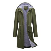 Abrigo De Trench Para Mujer Con Capucha Y Mangas Largas De Color Sólido Estilo Británico Elegante Con Rayas Y Chaqueta Recta Impermeable Para Todas Las Estaciones - details 23