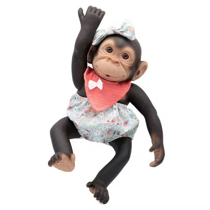 ROSATOYS - Muñeca Chimpancé - Mono Bebé Reborn - Gorila - 40 cm, con vestido Naranja. - 1