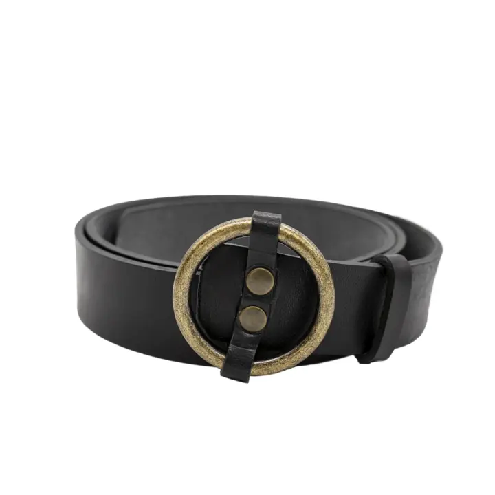 LADRAN GAUCHO - Cinturón para Hombre y Mujer de Cuero PREMIUM NEGRO HEBILLA REDONDA Exclusivo Hecho a Mano de Alta Calidad y Durabilidad - 1