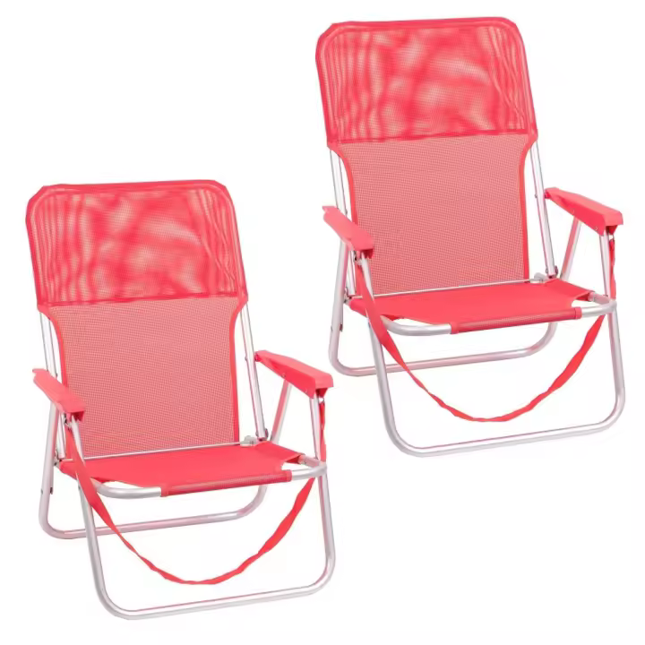 Pack de 2 sillas de playa fijas plegables con asiento bajo de aluminio y textileno Lola Home - 1