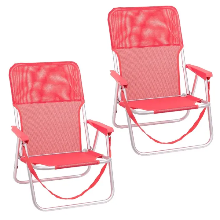 Pack de 2 sillas de playa fijas plegables con asiento bajo de aluminio y textileno Lola Home - 1