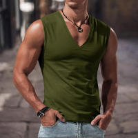Chaleco Sin Mangas Para Hombre De Color Sólido Con Cuello En V Transpirable Y Casual Adecuado Para Fitness Y Deportes - details 15