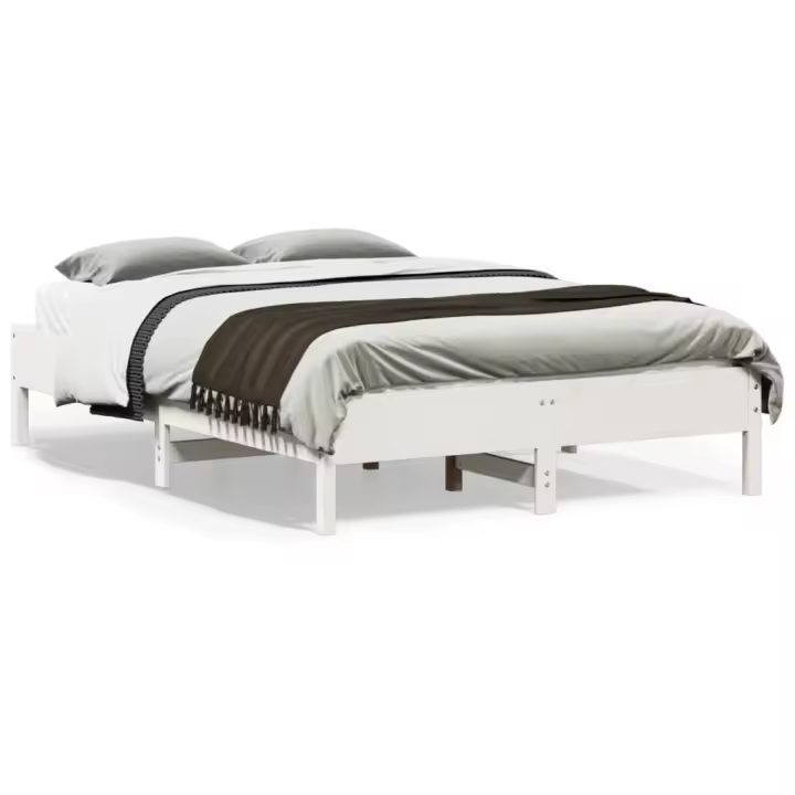 Estructura de cama sin colchón madera de pino blanco 135x190 cm - 1