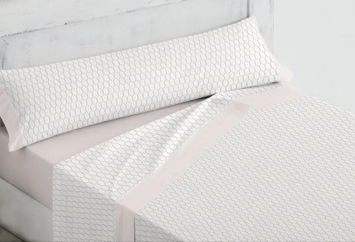 Plusdescanso- Juego de sábanas 50% algodón LUCY. Calidad suprema de la firma DM. Formado por bajera, encimera y una o dos fundas de almohada. Producto TOP. - 1