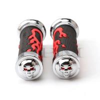 Pareja De Manillar De Motocicleta Universal En Forma De Bola De 7/8 Pulgadas 22mm Rubí Rojo Con Diseño De Calavera Y Llama Para Honda Suzuki Yamaha - details 0