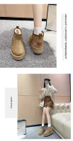 Botas De Nieve Para Mujer 2024 Nuevo Cashmere Y Material Grueso Suave Invierno Botas Cortas Con Talón Grueso Y Interior De Pluma Botines De Mujer - details 3