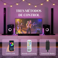 HOMCOM Conjunto de Lámparas de Mesa Inteligente Lámparas de Mesa LED con Control Remoto App Bluetooth Sincronización con Música y Temporizador para Salón Sala de Juegos Dormitorio Blanco - details 1