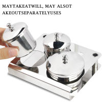 Set De 3 Piezas De Manicura Con Contenedor De Acero Inoxidable Para Líquido Y Polvo Acrílico Tazón Dappen Con Tapa Metálica Y Tazón Desinfectante Para Herramientas De Arte De Uñas - details 0