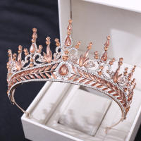 Diadema De Boda Lujo Cristal Incrustado Roja Barroca Corona Grande Accesorios Para El Cabello Para Novia Hecho De Metal - details 1