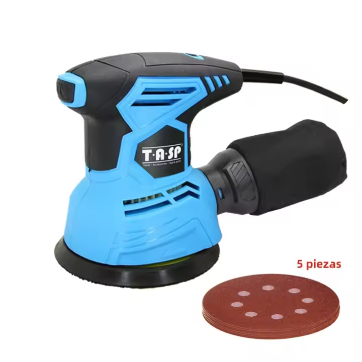 TASP Máquina De Lijar Orbital Aleatoria 300W Con Velocidad Variable Y Contenedor De Polvo Híbrido Y 5 Hojas De Lija De 125mm Para Bricolaje En Madera - 1