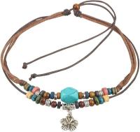 Collar de surfista con cuentas de madera y cordón de cáñamo ajustable de tribu antigua con cuentas de turquesa - details 0
