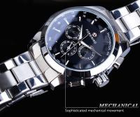 Reloj Mecánico Forsining Para Hombre Estilo Negocios Dial Negro Con Calendario Y Punteros Luminosos Acero Inoxidable Resistente Al Agua - details 5