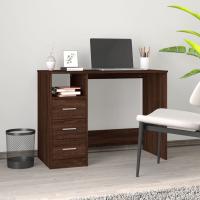 vidaXL Escritorio cajones madera contrachapada 102x50x76 cm en color Blanco/Blanco brillante/Gris hormigón y más | estructura resistente ideal para salón dormitorio o estudio - details 5