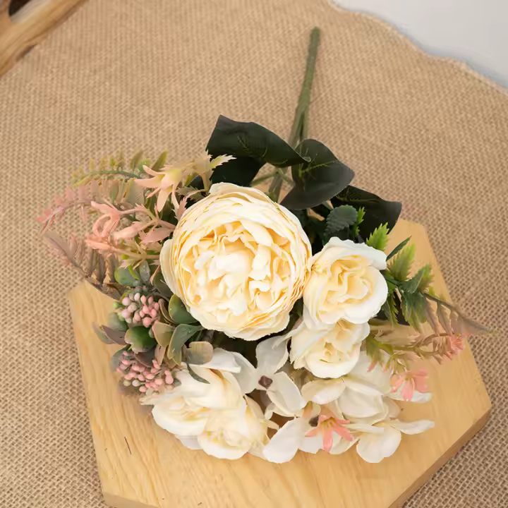 Kahaul Flores Artificiales De Seda Otoño Colores Hydrangea Peonías Rosas Para Decoración De Hogar Y Bodas Arreglo Floral Falso Para Eventos - 1