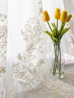 Cortinas De Encaje Blanco Europeo Estilo Corto Media Sombra Transparente Para Sala De Estar Con Perforación Libre Elegante - details 9
