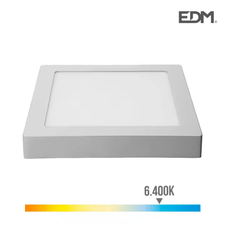 EDP 31597 Downlight Superficie Cuadrado Led Marco Cromo, 20W Luz 6.400K, 20 W, Normal - 1