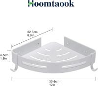 Estante de ducha de esquina sin perforación de almacenamiento de baño ducha accesorio de baño titular de ducha sin óxido aluminio conjunto de 2 blanco con ganchos - details 0