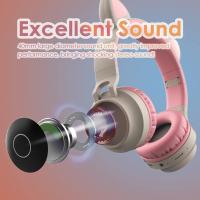 Orejas de gato auriculares Bluetooth para niños con micrófono de cable para uso escolar - auriculares Bluetooth de reducción de ruido para niños y niñas inalámbricos auriculares plegables para niños para tabletas de viaje en avión iPad Kindle - details 1