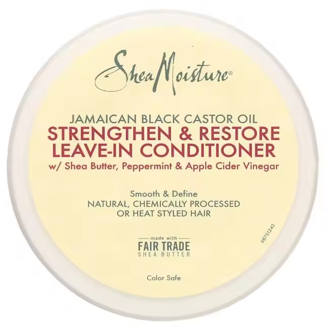 SheaMoisture con Aceite de Ricino Negro de Jamaica Acondicionador sin Enjuague Fortalece y Repara, para cabello rizado, tratado químicamente o peinado con calor.SheaMoisture Tratamiento Sin Enjuague para Cabello Dañado – Aceite de Ricino Negro y Karité - 1