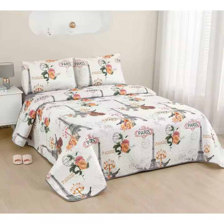 STARLER-Colcha Bouti+ Fundas De Cojín Estampada Para Primavera Verano y Entretiempo 100% Poliéster Cubre Cama Fina Ligera y Suave Transpirable Agradable Resistencia y Durabilidad Fácil Lavado Rápido Secado - 1