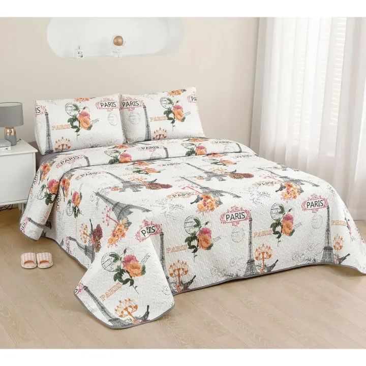 STARLER-Colcha Bouti+ Fundas De Cojín Estampada Para Primavera Verano y Entretiempo 100% Poliéster Cubre Cama Fina Ligera y Suave Transpirable Agradable Resistencia y Durabilidad Fácil Lavado Rápido Secado - 1