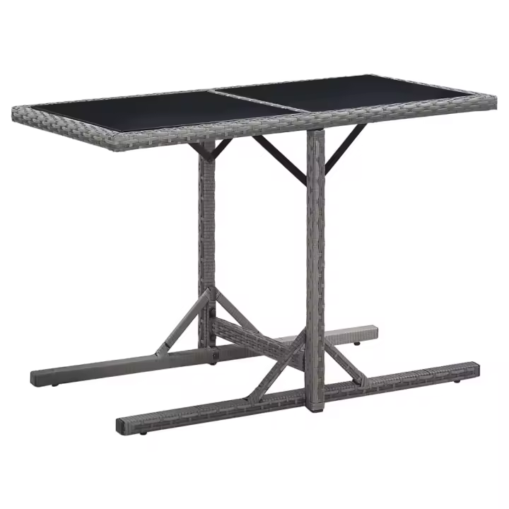 Mesa de Jardín Vidrio y fintético antracita 110x53x72 cm - 1