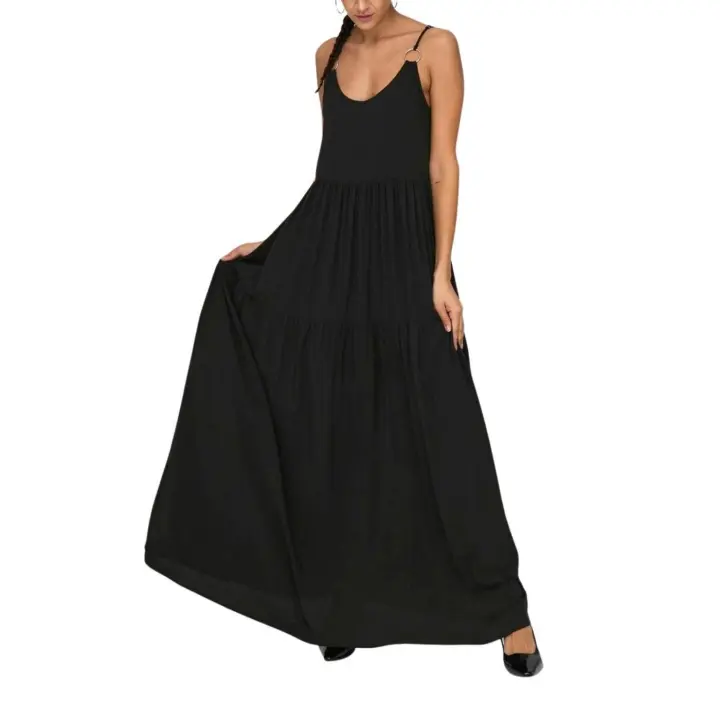 Vestido Only Sandie Negro Mujer Modelo Sandie Sin Mangas Tirantes con Pieza Metálica Ajuste Holgado Largo Maxi - 1