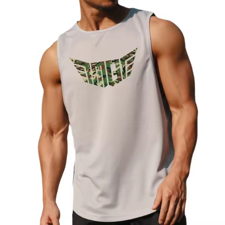New Casual Fashion Elastic Mesh T-shirt Gym Tank Tops Men Bodybuilding Fitness Sleeveless Singlet Summer Workout Muscle Vests - 1