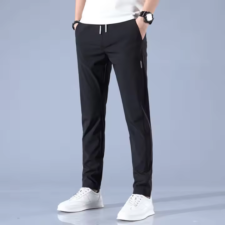 Pantalones Casuales Para Hombre De Seda De Hielo Ultrafino Transpirables Y Secado Rápido Estilo Recto Cierre Elástico Y Cómodo Para Verano - 1