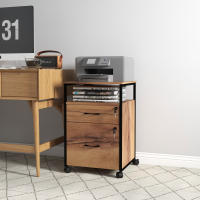 Vinsetto Cajonera de Oficina con Cerradura Armario Archivador Móvil con Ruedas 2 Cajones Barra Colgante para Tamaño Carta A4 y 2 Llaves 44x40x66,5 cm MarrónRústico - details 1