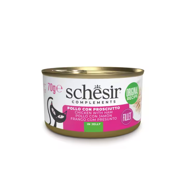 Schesir Cat Filete Pollo y Jamón Latas de Comida Húmeda para Gatos (14 unidades x 85gr) - 1