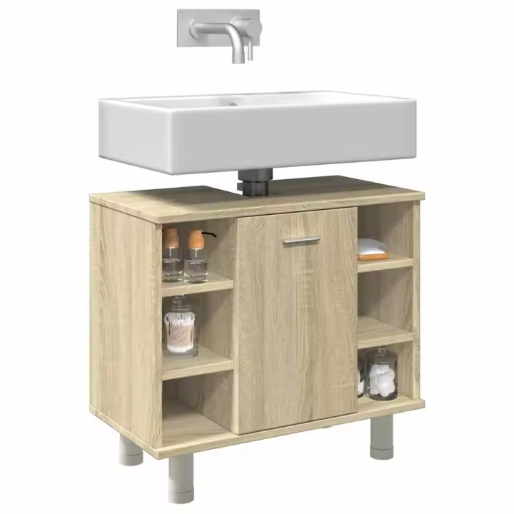 vidaXL Armario de baño madera ingeniería roble Sonoma 60x32x53,5 cm - 1