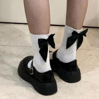 Calcetines De Mujer Estilo Harajuku Kawaii Japonés Blanco Dulce Lolita Con Lazo Calcetines Cortos De Pista Media Regalo Para Niñas - details 2