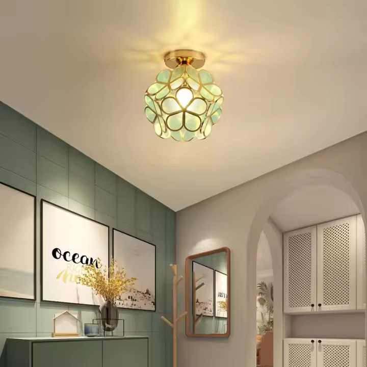 Luz De Techo Minimalista Moderna Con Estilo Nórdico Diseño De Pétalos Vidrio Mezclado Apto Para Pasillos Habitaciones Y Cocinas - 1