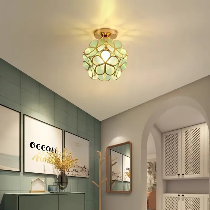 Luz De Techo Minimalista Moderna Con Estilo Nórdico Diseño De Pétalos Vidrio Mezclado Apto Para Pasillos Habitaciones Y Cocinas - 1
