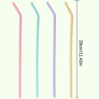 4Pcs Tenedores De Silicona De Grado Alimenticio Colores Para Niños Bebidas Agua Jugos Curvados Reutilizables Pajillas De Coctel - details 7