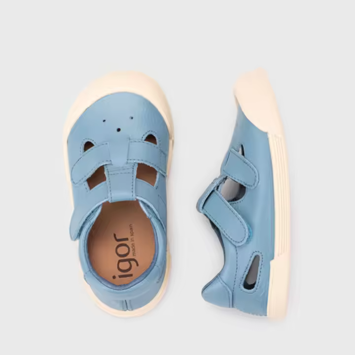 SANDALIA RESPETUOSA PIEL AZUL IGOR BAREFOOT SHOES - 1