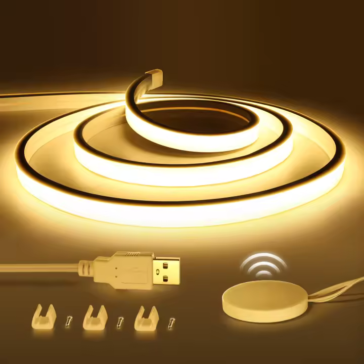 Luz Neón COB LED Fita Toque Sensor Dimmer Tubo Lámpara Decorativa Para Habitación Retro Iluminación De Madera Con Interruptor Táctil DC5V - 1