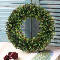 XIYA FLOWER Coronación De Navidad Artificial Roja Bayas Espina Hoja Ringe 43 Cm / 16.92 Pulgadas Material PE Decoración De Hogar - details 1