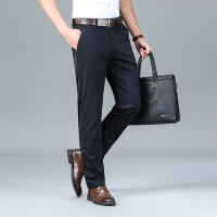 Pantalones Casuales De Seda Para Hombre Primavera/Verano Cintura Media Pierna Larga Y Recta Cómodos Y Transpirables Con Bolsillos - details 9