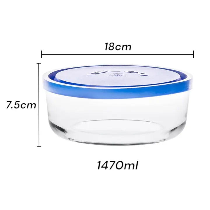 Recipientes de Cristal Azul para Alimentos Herméticos - Apto para Lavavajillas, Congelador y Microondas - Libre de BPA - Marca Borgonovo - 1