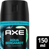 Axe Desodorante para Hombre Bodyspray Premium Aqua Bergamot 150ml (Pack de 6) - Tecnología Dual Action, Fórmula sin aluminio, Componente Zinc Complex 6 que evita el mal olor, Huele irresistible a bergamota cítrica, salvia y bayas de enebro durante 48horas - details 0