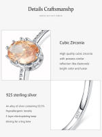 Zenyth-Anillo de Plata de Ley 925 para Mujer, sortija ovalada de circorita, champán, Boda, compromiso, Fiesta, regalo - details 4
