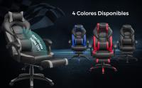 SONGMICS Silla Gaming, Silla de Oficina, para Carreras, con reposapiés, Diseño ergonómico, Reposacabezas Ajustable, Soporte Lumbar, 150 kg de Capacidad de Carga, Gris y Negro/Negro/Azul y Negro/Rojo y Negro - details 1