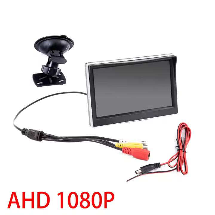 Monitor De Coche AHD 1080P Pantalla De 5 Pulgadas Para Visión Trasera Cámara Retrovisora Pantalla TFT LCD HD Color Digital - 1